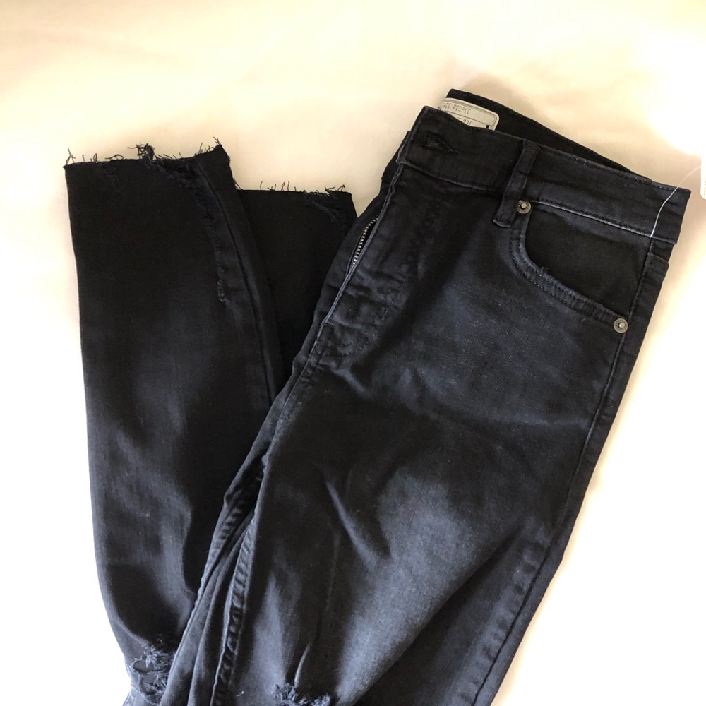 NWT Free People Distressed Black Jeans
